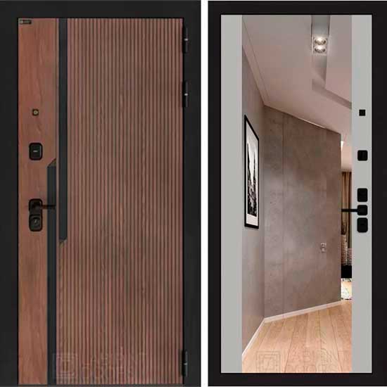 Входная дверь Лабиринт KARMINA Зеркало Максимум Грей софт