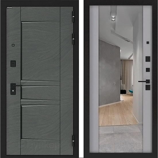 Входная дверь Бункер BN-04 ФЛЗ-1 с Зеркалом Лайт грей софт