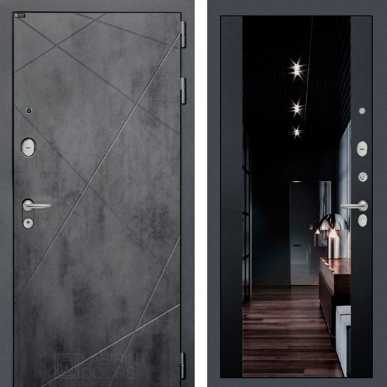 Входная дверь Лабиринт Loft с Зеркалом Максимум Черный кварц