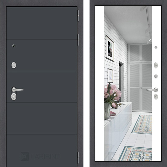 Входная дверь Лабиринт Арт с зеркалом Белый Софт