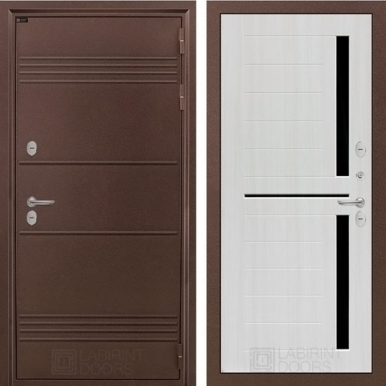 Входная дверь Лабиринт Термо Лайт 02 с терморазрывом Сандал белый