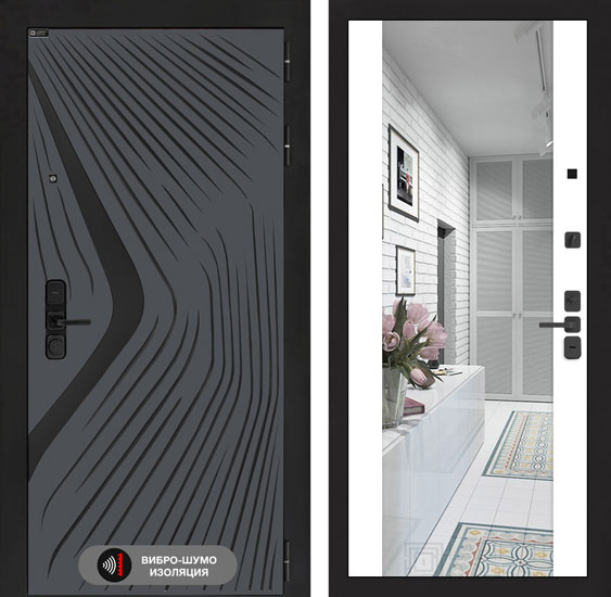 Входная дверь Лабиринт LEOLAB Зеркало Максимум Белый софт