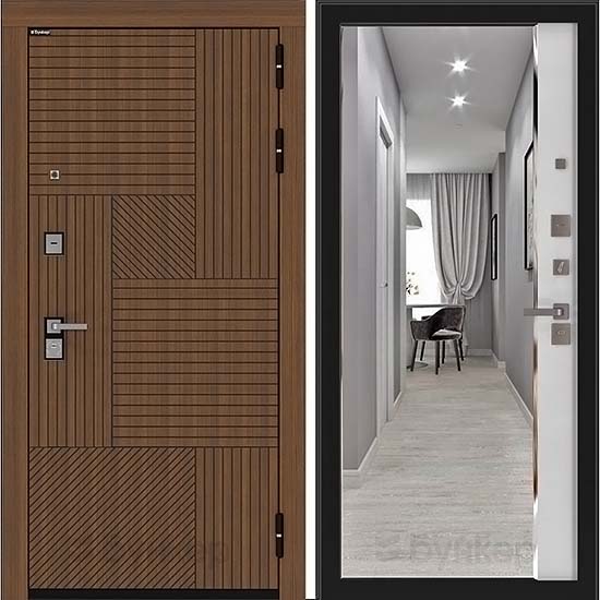 Входная дверь Бункер BN-07 ФЛЗ-618 с Зеркалом Белый софт