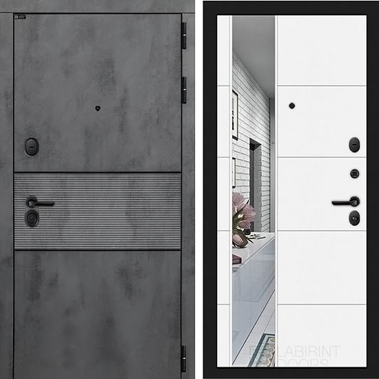 Входная дверь Лабиринт Infinity 19 с зеркалом Белый софт
