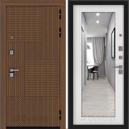 Входная дверь Бункер BN-07 ФЛЗ-603 с Зеркалом Белое дерево