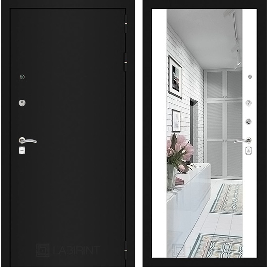 Входная дверь Лабиринт шагрень Classic с зеркалом Белый софт