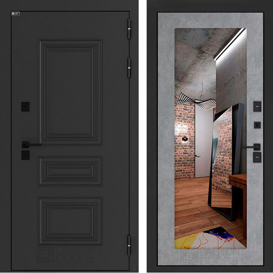 Входная дверь Лабиринт Аляска Лайт 18 с Зеркалом Бетон светлый