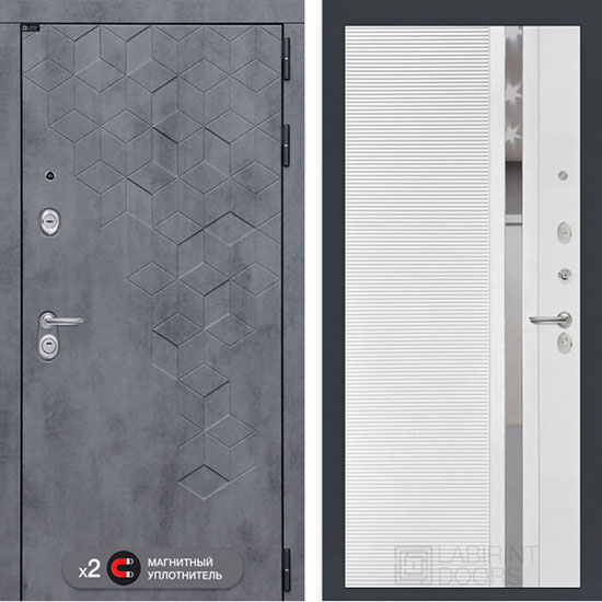 Входная дверь Лабиринт Бетон 31 (Белый софт)