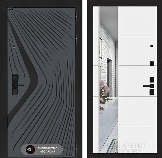 Входная дверь Лабиринт LEOLAB 19 с Зеркалом Белый софт