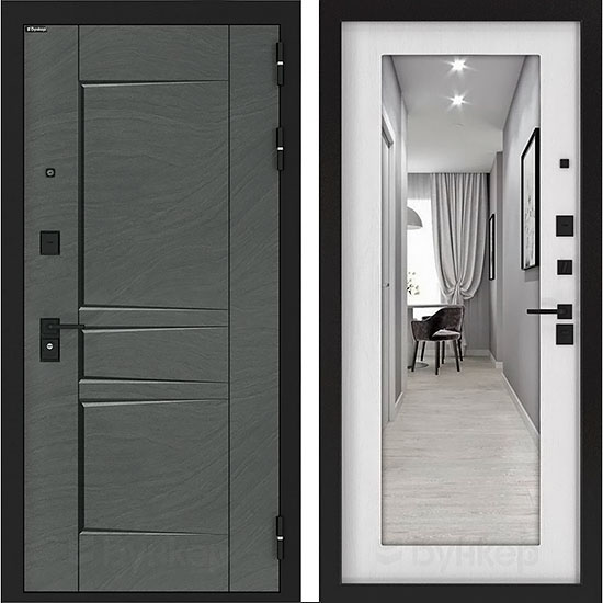 Входная дверь Бункер BN-04 ФЛЗ-603 с Зеркалом Белое дерево