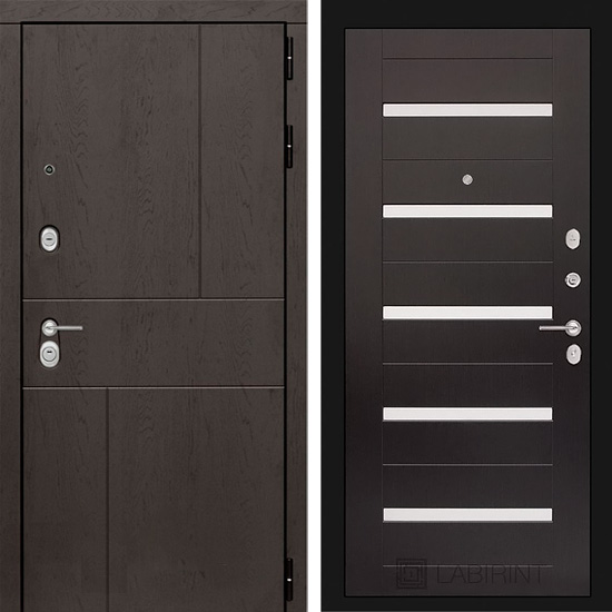 Входная дверь Лабиринт УРБАН 01 с белым стёклом Венге