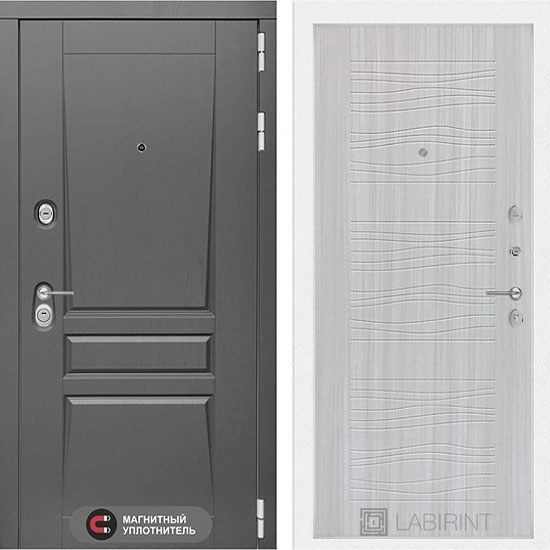 Входная дверь Лабиринт Платинум 06 Сандал белый