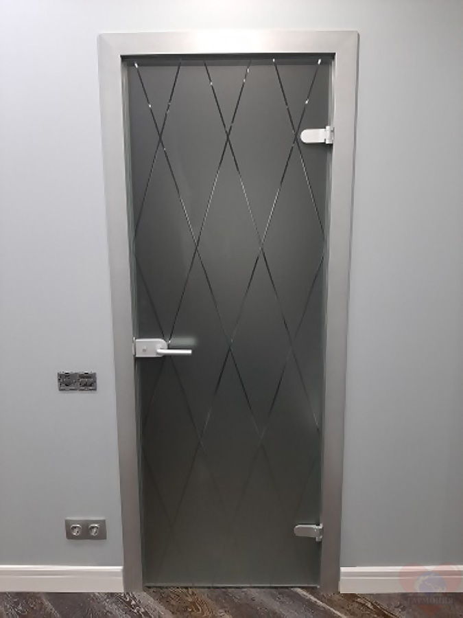 Стеклянная межкомнатная дверь Ромбы матовое