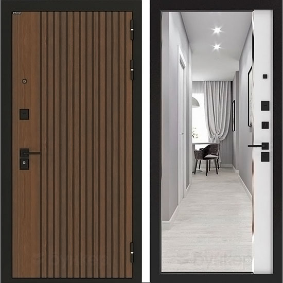 Входная дверь Бункер BN-02 с Зеркалом ФЛЗ-618 Белый софт