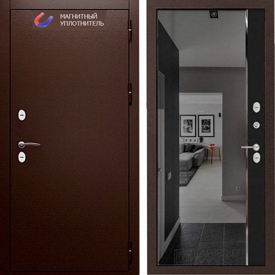 Входная дверь Лабиринт Termo Магнит с зеркалом Панорама Черный кварц