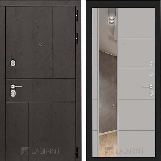 Входная дверь Лабиринт УРБАН 19 Грей Софт зеркало