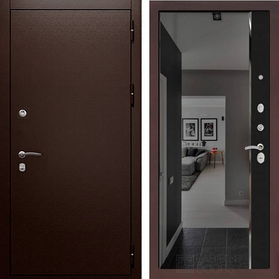 Входная дверь Лабиринт Classic зеркало Панорама Черный кварц