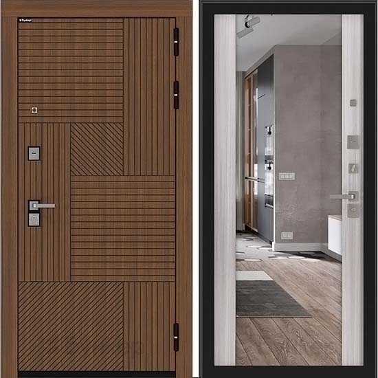 Входная дверь Бункер BN-07 ФЛЗ-1 с Зеркалом Сандал белый