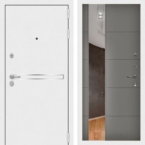 Входная дверь Лабиринт Лайн 19 с Зеркалом Грей софт