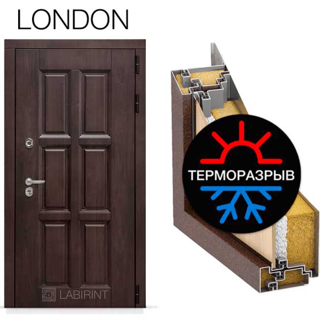 Входная дверь Лабиринт Лондон Термо 11с терморазрывом Графит софт