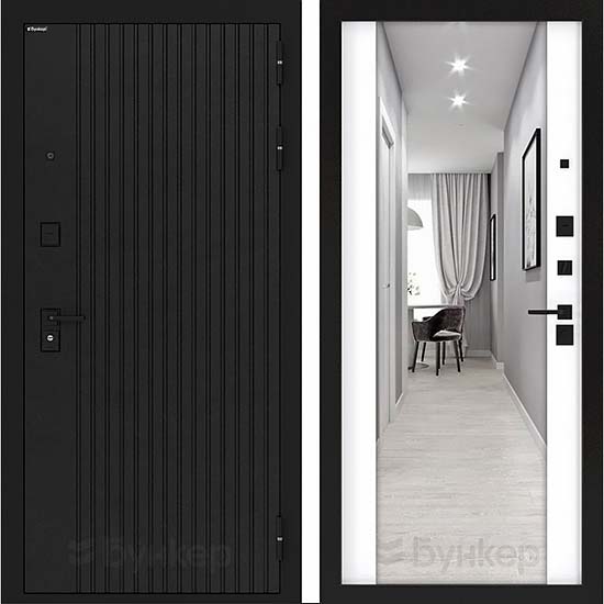 Входная дверь Бункер BN-06 ФЛЗ-1 с Зеркалом Белый софт