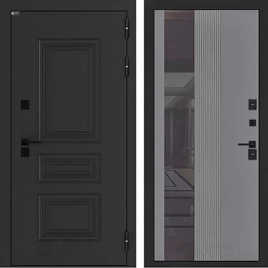 Входная дверь Лабиринт Аляска Лайт 32 с зеркалом (Серый софт рельеф)