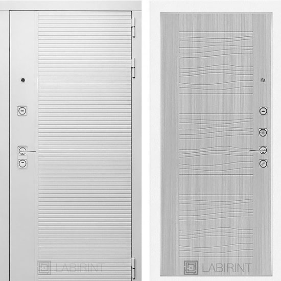 Входная дверь Лабиринт Piano white 06 Сандал белый