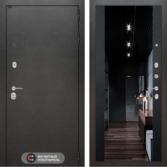 Входная дверь Лабиринт Silver Максимум с зеркалом (Черный кварц)