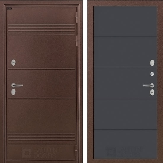 Входная дверь Лабиринт Термо Лайт 13 с терморазрывом Графит софт