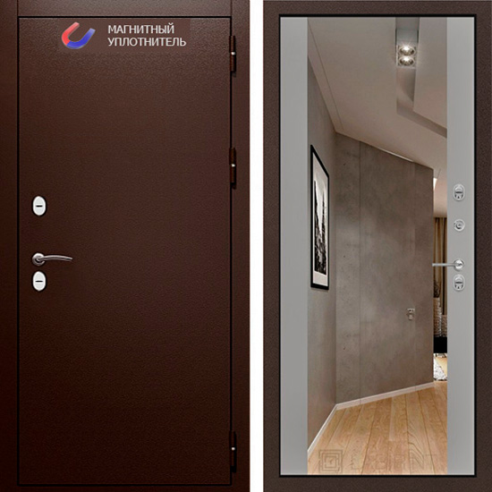 Входная дверь Лабиринт Termo Магнит с зеркалом Грей софт