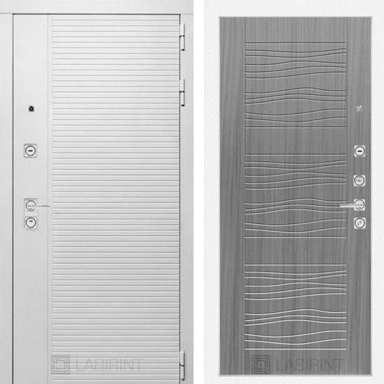 Входная дверь Лабиринт Piano white 06 Сандал серый