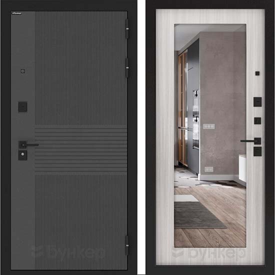 Входная дверь Бункер BN-05 ФЛЗ-603 с Зеркалом Сандал белый